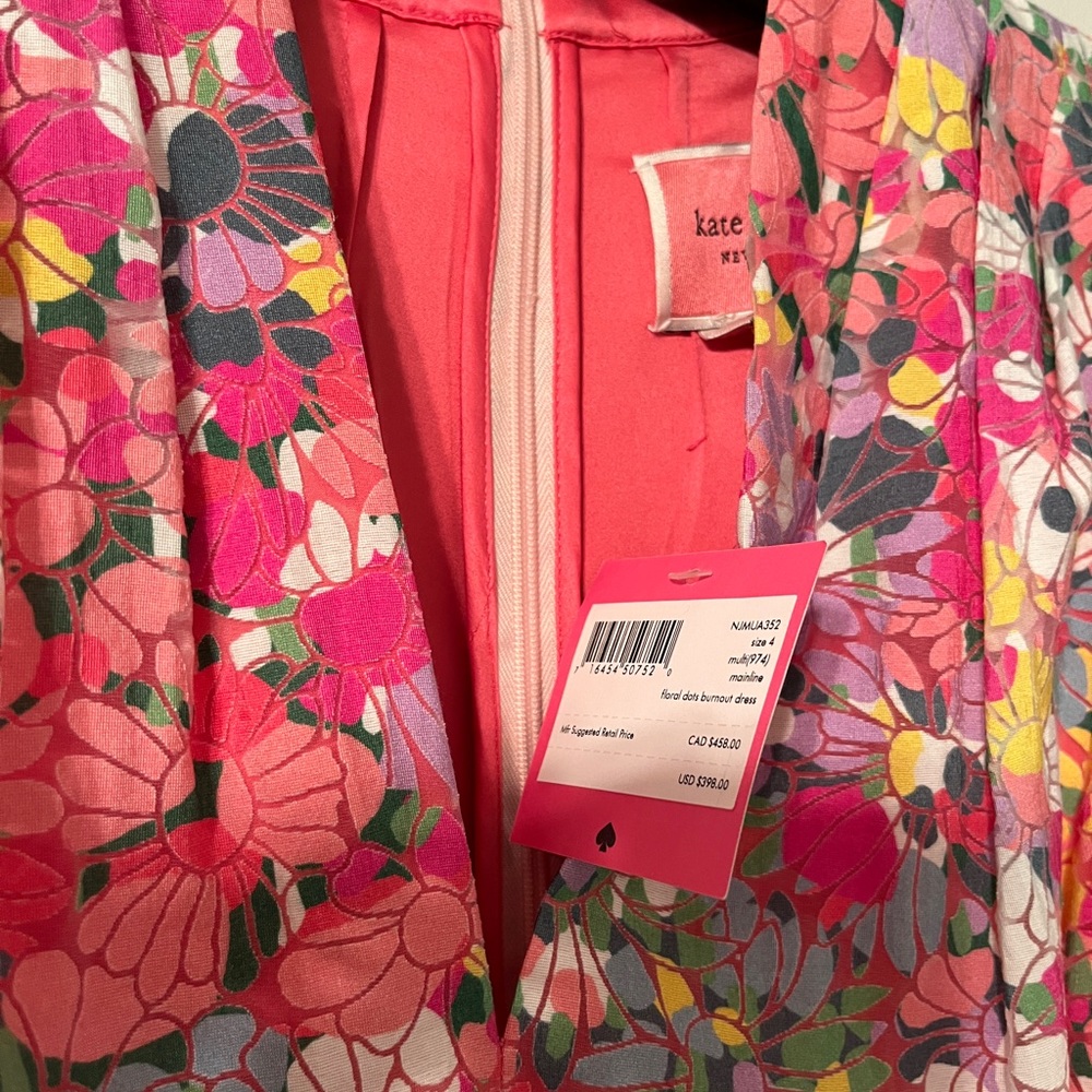 NWT Kate Spade Dots Burnout Floral Dress Size 4 - Picture 10 of 13
